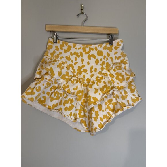 MOTHER The Ruffle Leopard Print Mini Denim Skirt Yellow Size 29 NEW $198 [jb] - Picture 9 of 11